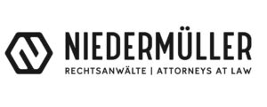 Sleek Logo für Niedermüller Rechtsanwälte: professionelle Anwälte für deutsches und internationales Recht.