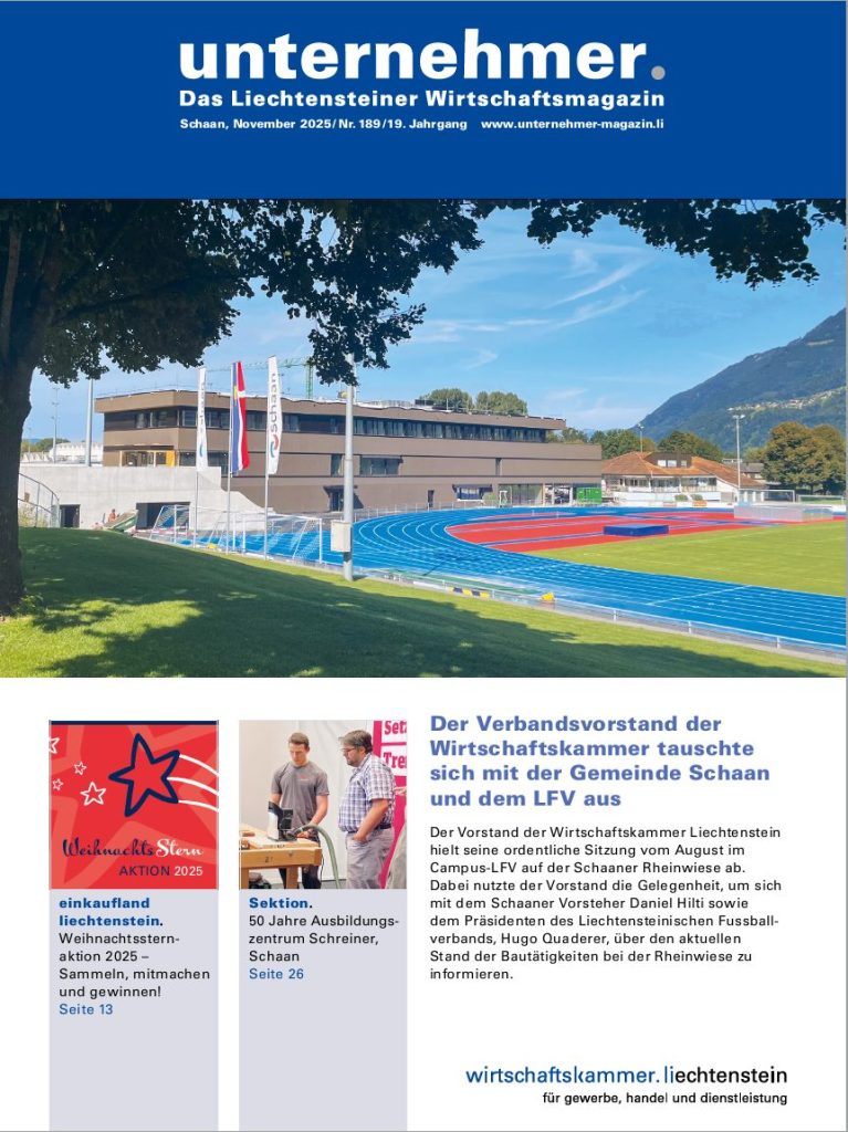 Unternehmer Magazin November 2025: Sport, Schaan, lokale Entwicklungen und Gemeinschaftsprojekte.