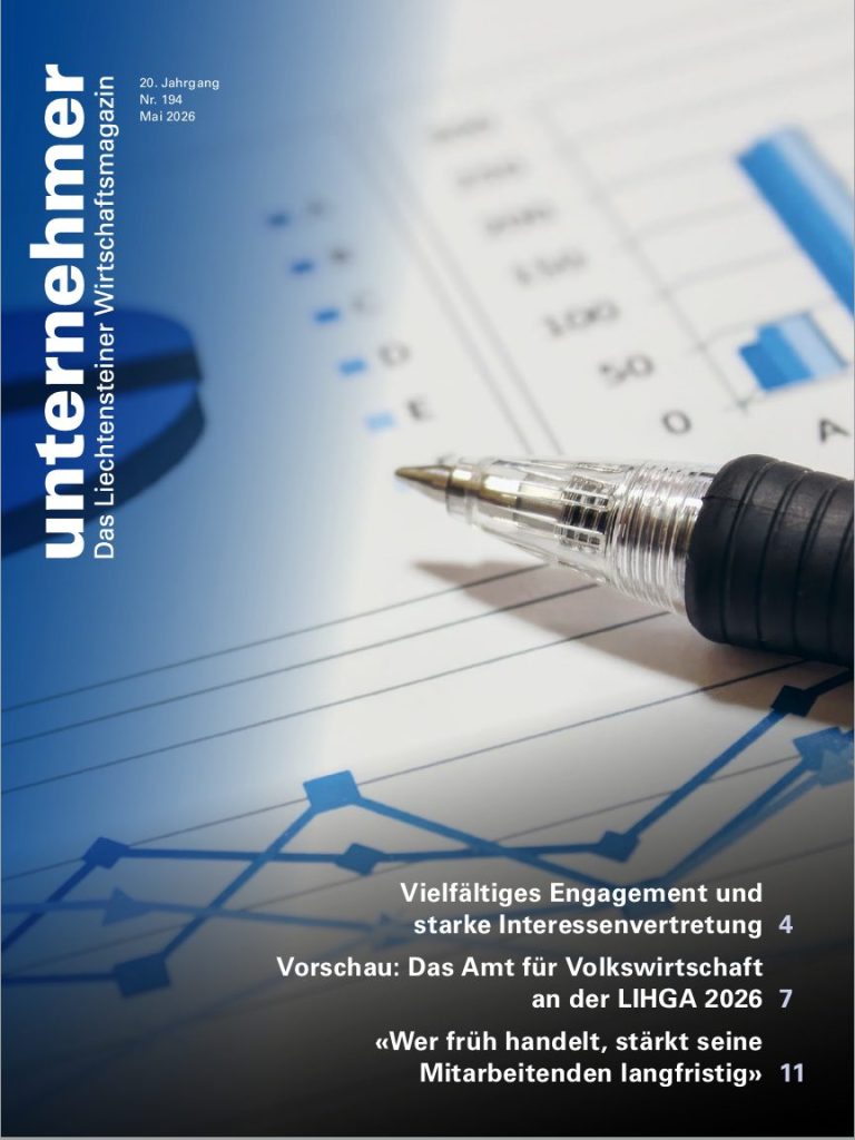 Betriebswirtschaftliches Magazin unternehmer Mai 2026 mit aktuellen Wirtschaftsthemen und Grafiken.