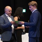 04. Juli 2019; Schaan; LAP Feier Wirtschaftskammer - Informatiker Marlon Schurti erhaelt von Andreas Kollmann sein Faehigkeitszeugnis (Foto: Michael Zanghellini)